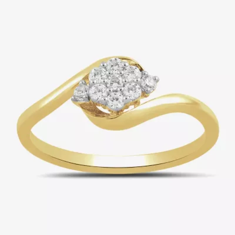Diamond Blossom Womens 1/6 CT. T.W. Lab Grown White 10K Gold Midi Cocktail Ring