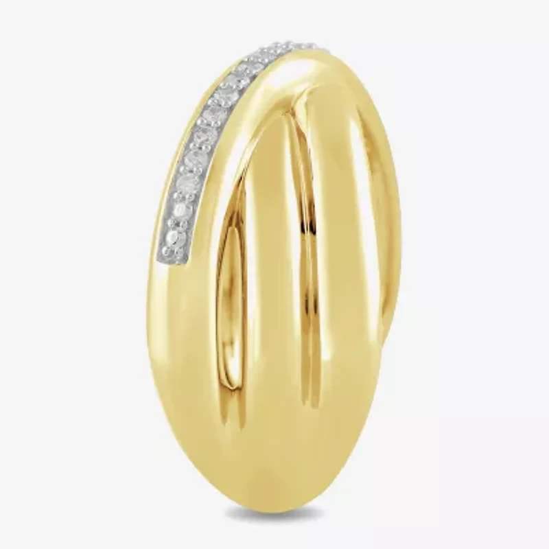 Womens 1/ CT. T.W. Lab Grown White Diamond 14K Gold Over Silver Sterling Crossover Cocktail Ring