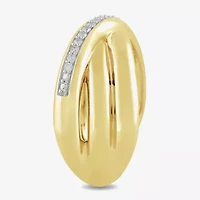 Womens 1/ CT. T.W. Lab Grown White Diamond 14K Gold Over Silver Sterling Crossover Cocktail Ring