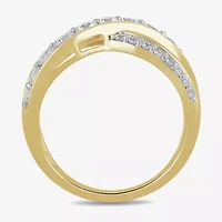 Womens 1/ CT. T.W. Lab Grown White Diamond 14K Gold Over Silver Sterling Crossover Cocktail Ring
