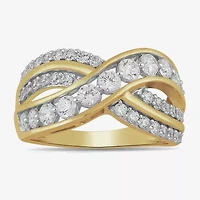 Womens 1/ CT. T.W. Lab Grown White Diamond 14K Gold Over Silver Sterling Crossover Cocktail Ring