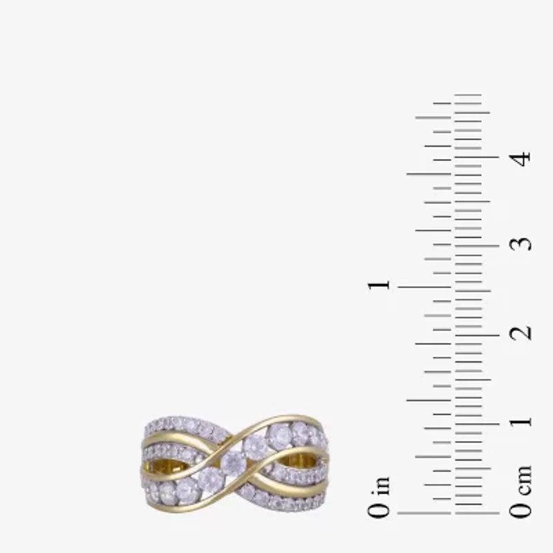 Womens 1/ CT. T.W. Lab Grown White Diamond 14K Gold Over Silver Sterling Crossover Cocktail Ring