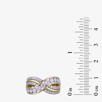 Womens 1/ CT. T.W. Lab Grown White Diamond 14K Gold Over Silver Sterling Crossover Cocktail Ring