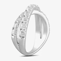 Womens 2 CT. T.W. Lab Grown White Diamond Sterling Silver Crossover Band