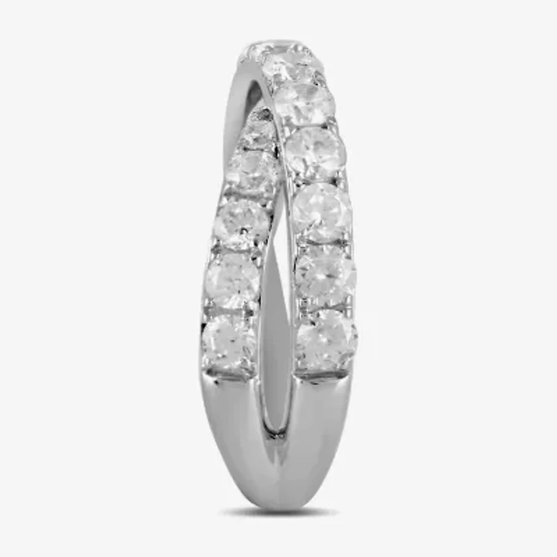 Womens 2 CT. T.W. Lab Grown White Diamond Sterling Silver Crossover Band