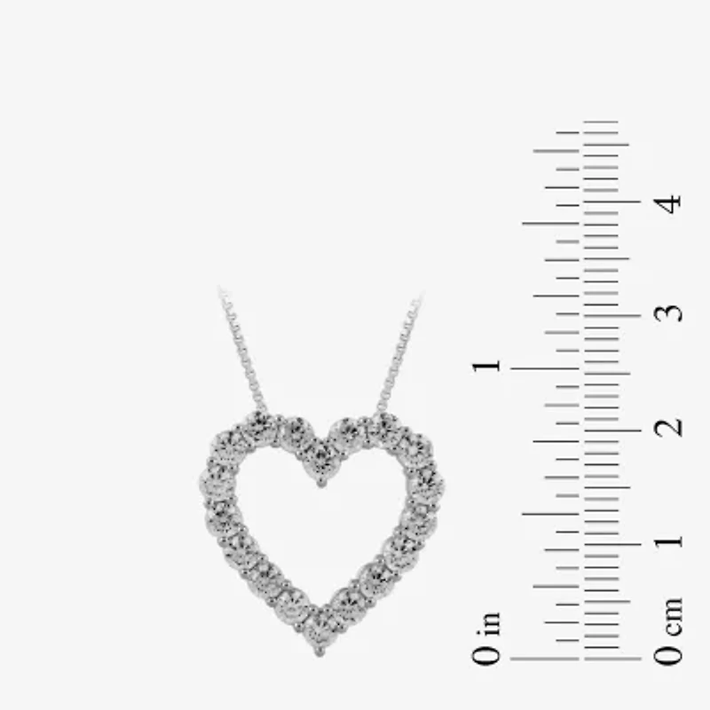 Womens 2 CT. T.W. Lab Grown White Diamond Sterling Silver Heart 18 Inch Pendant Necklace