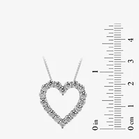Womens 2 CT. T.W. Lab Grown White Diamond Sterling Silver Heart 18 Inch Pendant Necklace