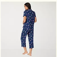 Cuddl Duds Womens V-Neck Short Sleeve 2-pc. Pajama Sets