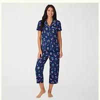 Cuddl Duds Womens V-Neck Short Sleeve 2-pc. Pajama Sets