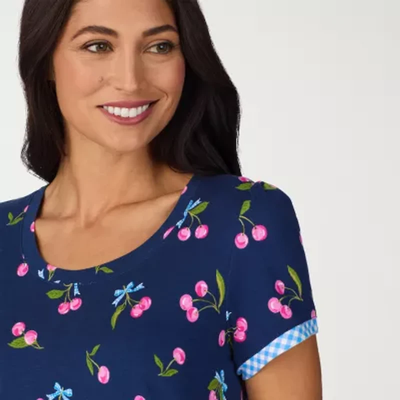 Cuddl Duds Womens Short Sleeve 2-pc. Pajama Sets