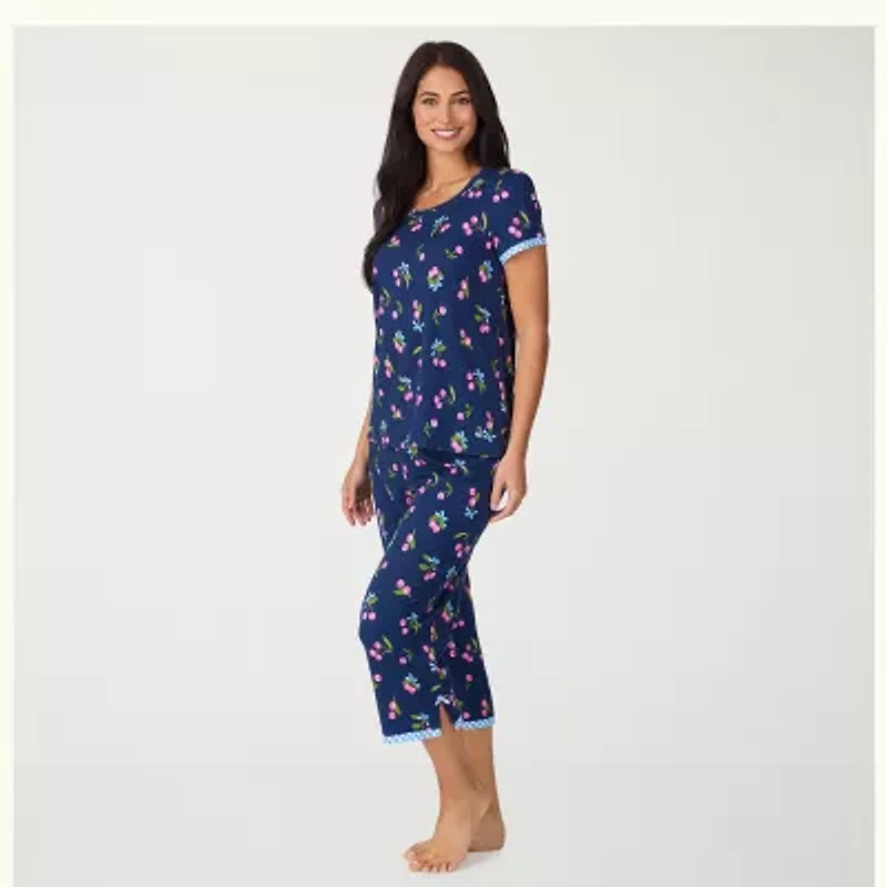 Cuddl Duds Womens Short Sleeve 2-pc. Pajama Sets