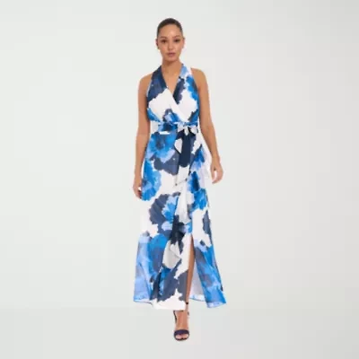London Style Womens Sleeveless Floral Maxi Dress