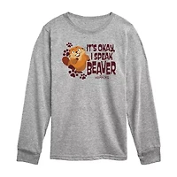 Disney Collection Toddler Boys Crew Neck Long Sleeve Regular Fit Graphic T-Shirt