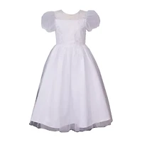 Bonnie Jean Big Kid Girls Communion Short Sleeve Puffed Flower Girl Fit + Flare Dress