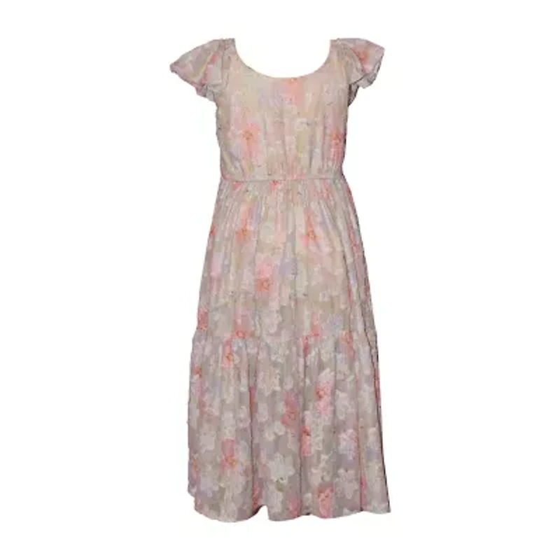 Bonnie Jean Big Kid Girls Short Sleeve Flutter A-Line Dress