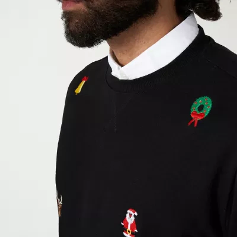 Novelty Mens Crew Neck Long Sleeve Graphic T-Shirt