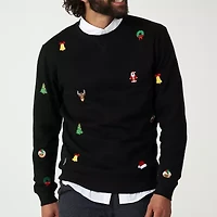 Novelty Mens Crew Neck Long Sleeve Graphic T-Shirt