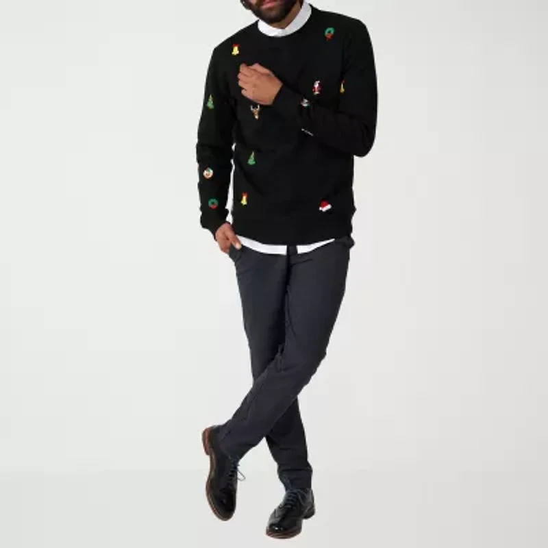 Novelty Mens Crew Neck Long Sleeve Graphic T-Shirt