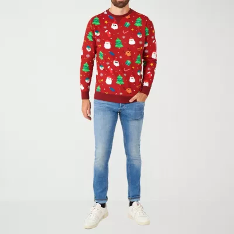 Novelty Mens Crew Neck Long Sleeve Graphic T-Shirt