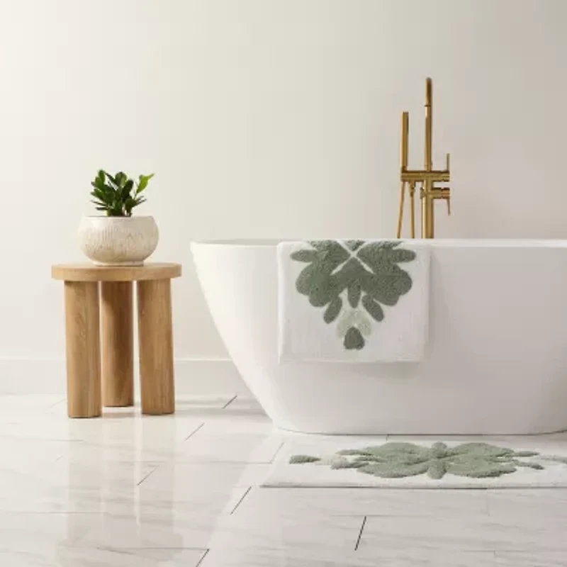 Casual Comfort Flower Pattern Cotton Bath Mat