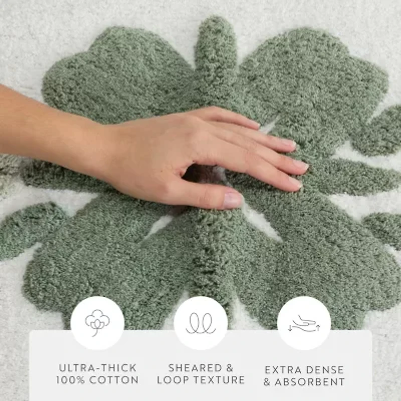 Casual Comfort Flower Pattern Cotton Bath Mat