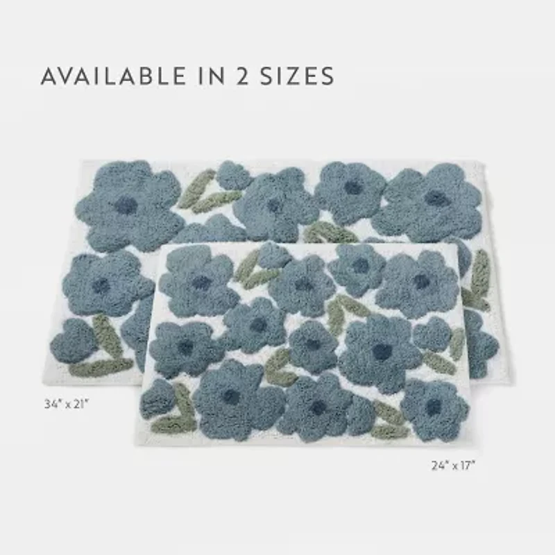 Casual Comfort Blossoms Pattern Cotton Bath Mat