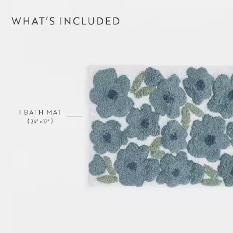 Casual Comfort Blossoms Pattern Cotton Bath Mat