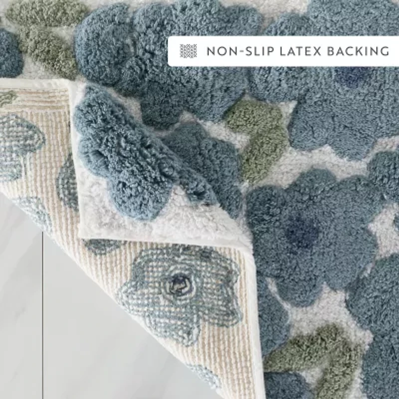 Casual Comfort Blossoms Pattern Cotton Bath Mat