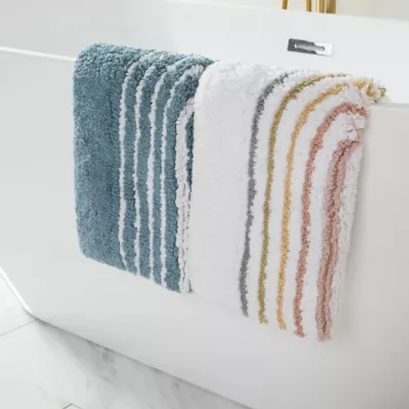 Casual Comfort Rainbow Pattern Cotton Bath Mat