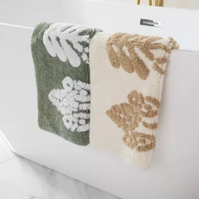 Casual Comfort Folk Leaves Pattern Cotton Bath Mat