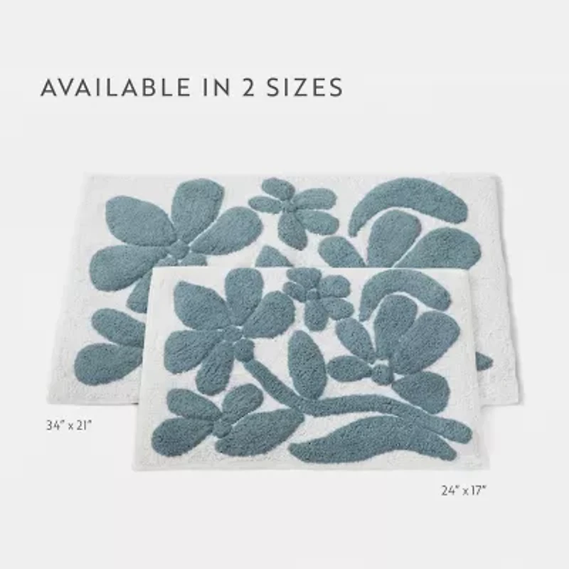 Casual Comfort Modern Floral Pattern Cotton Bath Mat
