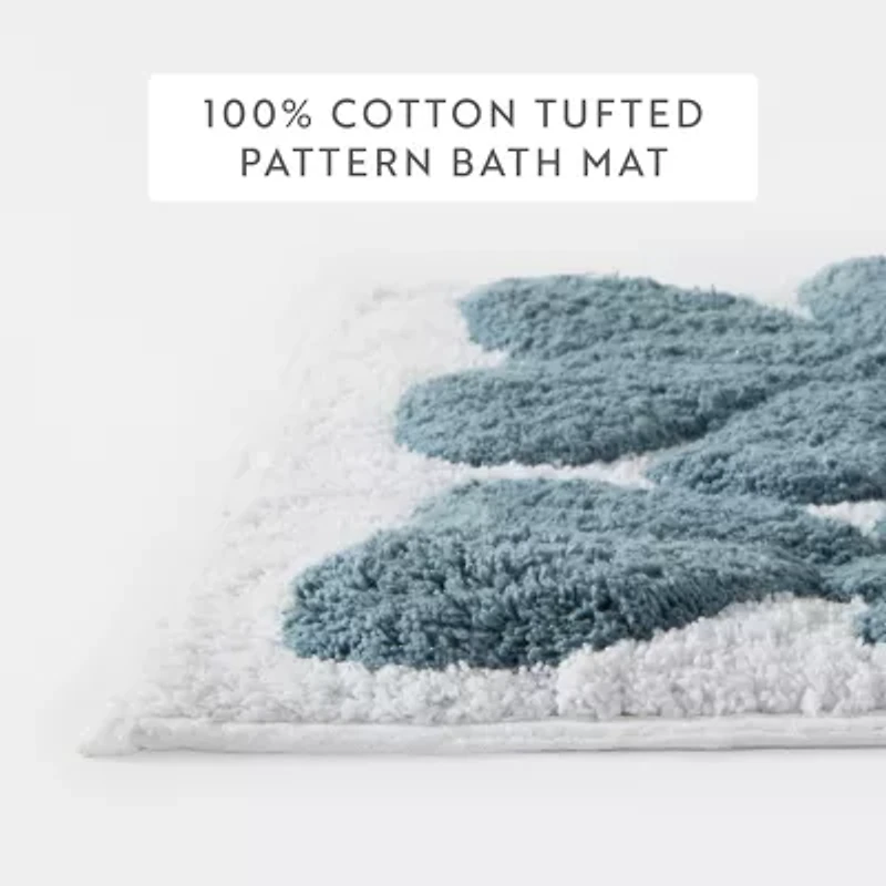 Casual Comfort Modern Floral Pattern Cotton Bath Mat