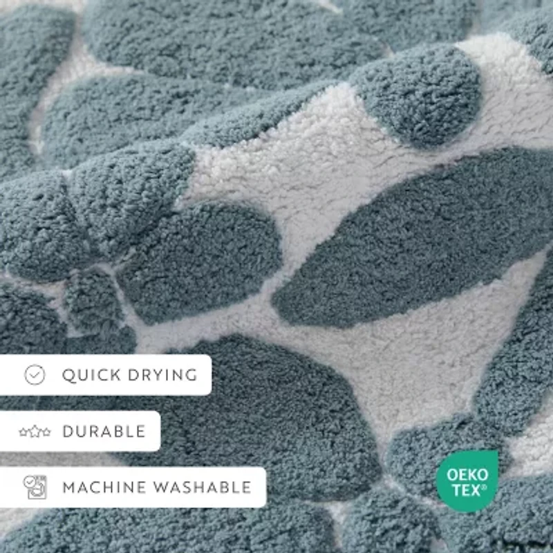 Casual Comfort Modern Floral Pattern Cotton Bath Mat