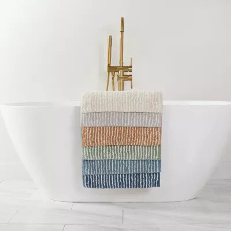Casual Comfort Pinstripe Cotton Bath Mat