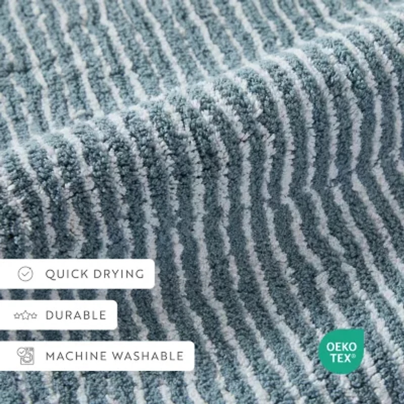 Casual Comfort Pinstripe Cotton Bath Mat