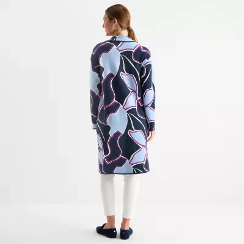 Liz Claiborne Womens Notch Neck Long Sleeve Layered Sweater