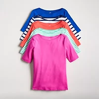 St. John's Bay Womens Boat Neck Elbow Sleeve T-Shirt