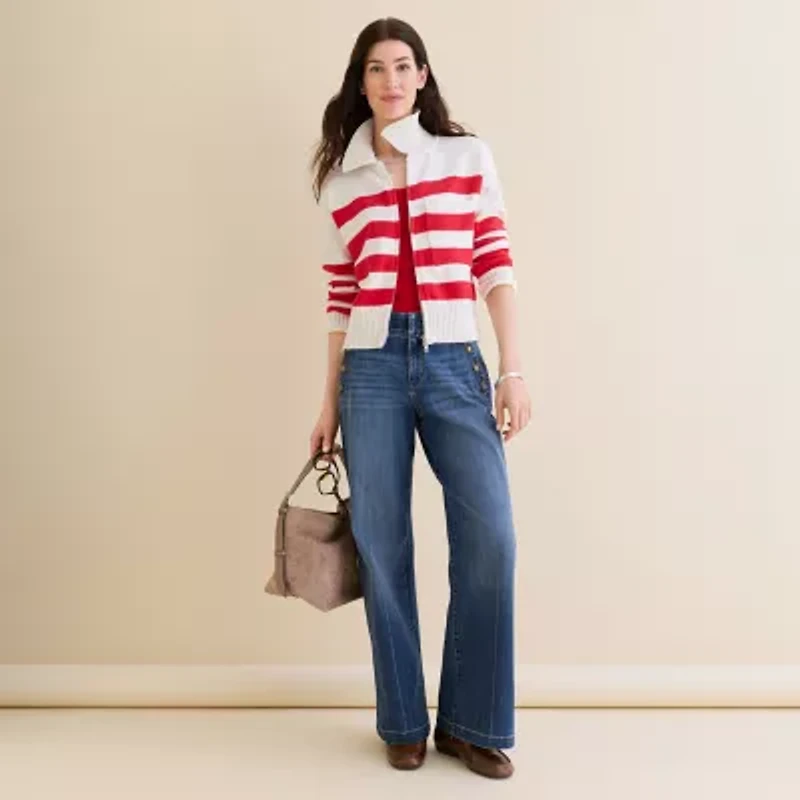 St. John's Bay Womens High Rise Wide Leg Jean