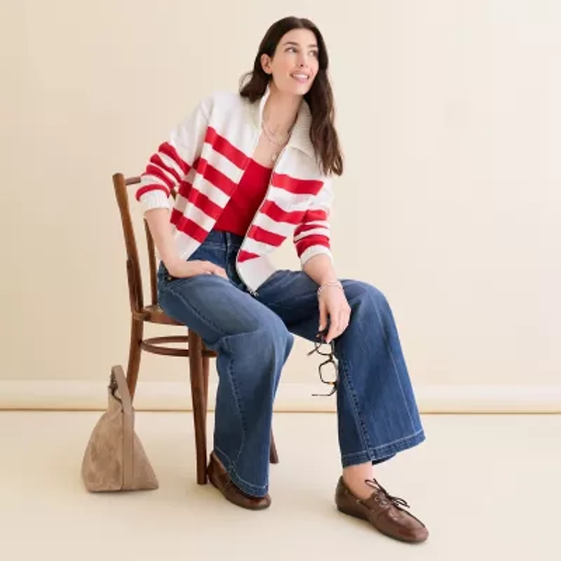 St. John's Bay Womens High Rise Wide Leg Jean