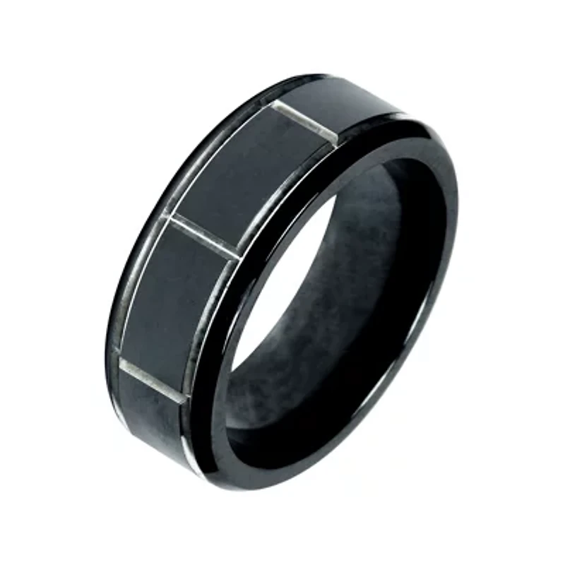 Mens 8mm Black Titanium Wedding Band