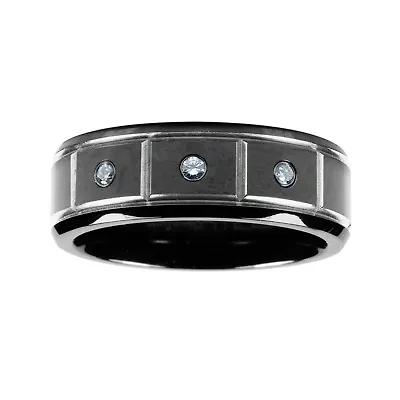 Mens 1/10 CT.T.W. Natural Diamond Black Titanium Wedding Band