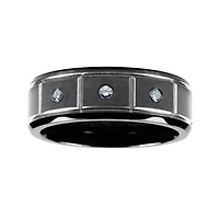 Mens 1/10 CT.T.W. Natural Diamond Black Titanium Wedding Band