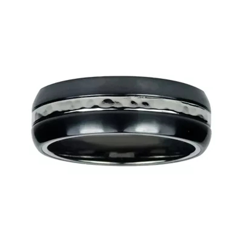 Mens 8mm Two-Tone Titanium Wedding Band