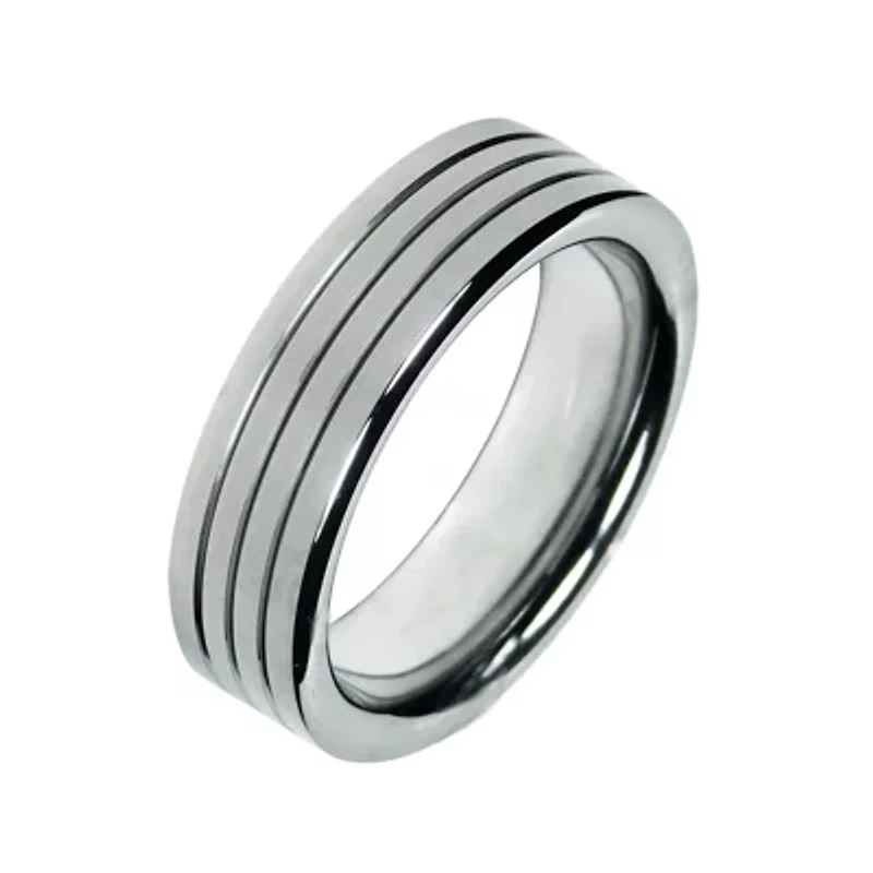 Mens 7mm Groove Cobalt Wedding Band