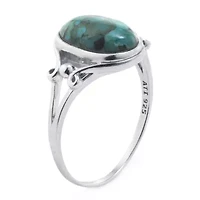 Silver Treasures Enhanced Turquoise Sterling Silver Oval Cocktail Ring