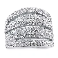 Sparkle Allure Womens Crystal Pure Silver Over Brass Dome Cocktail Ring