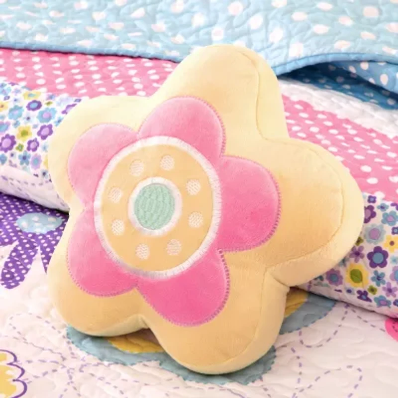 Intelligent Design Kids Blooming Butterflies Antimicrobial Reversible Quilt Set with decorative pillow