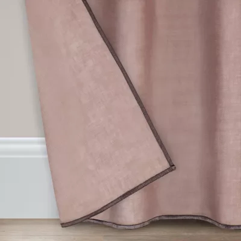 Fieldcrest Luxury Linen Border Stripe Rod Pocket Back Tab Sheer Single Curtain Panel