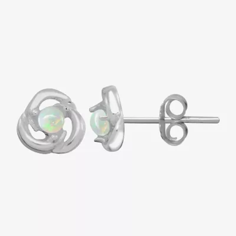 Itsy Bitsy 1/10 CT. T.W. White Opal Sterling Silver 6.5mm Stud Earrings