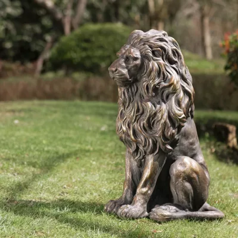 Glitzhome 20.75" Mgo Standing Lion Figurine